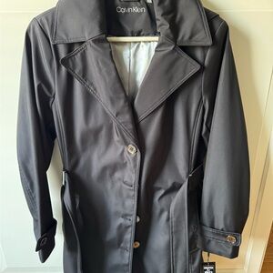 Calvin Klein Women's Belted Hooded Water Resistant Trench Coat - Black